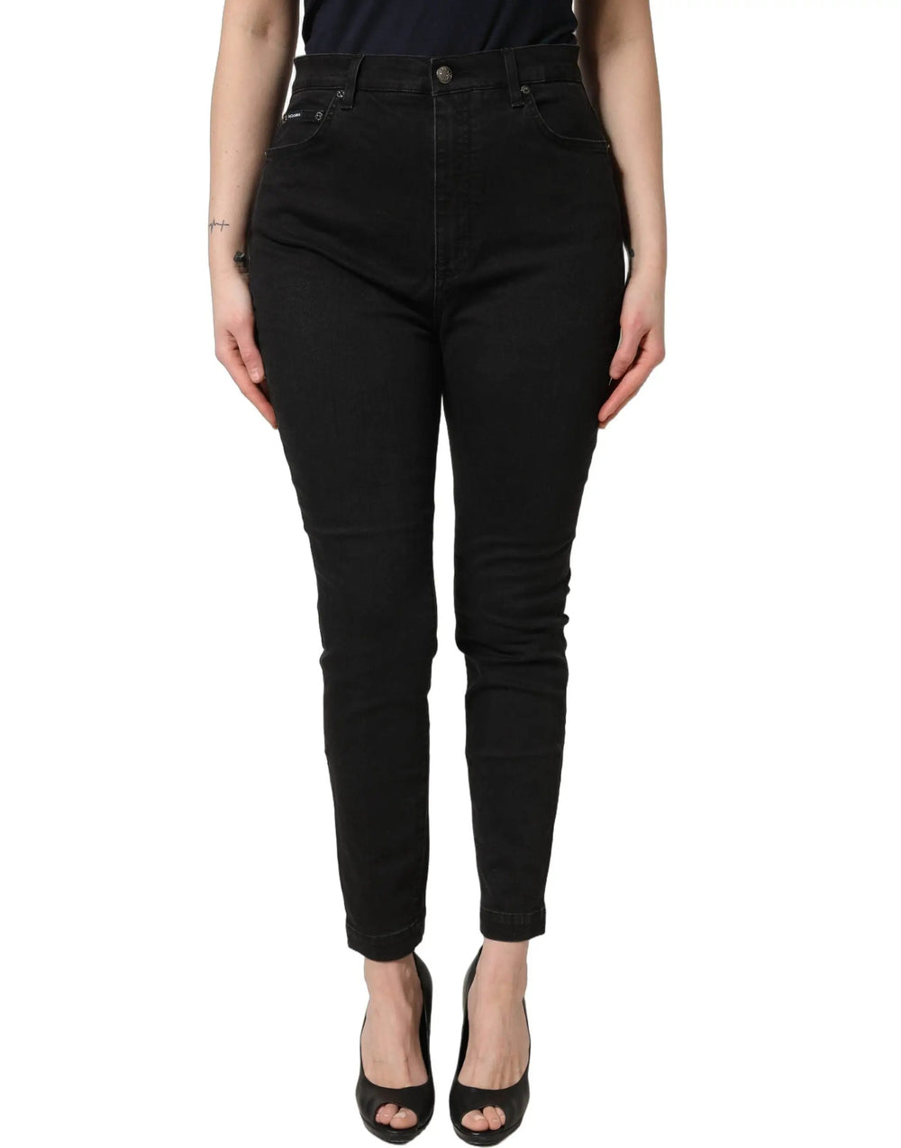 Dolce & Gabbana Sample Sale | Dolce & Gabbana Black Skinny Cotton High Waist Denim Jeans - | Designer outlet