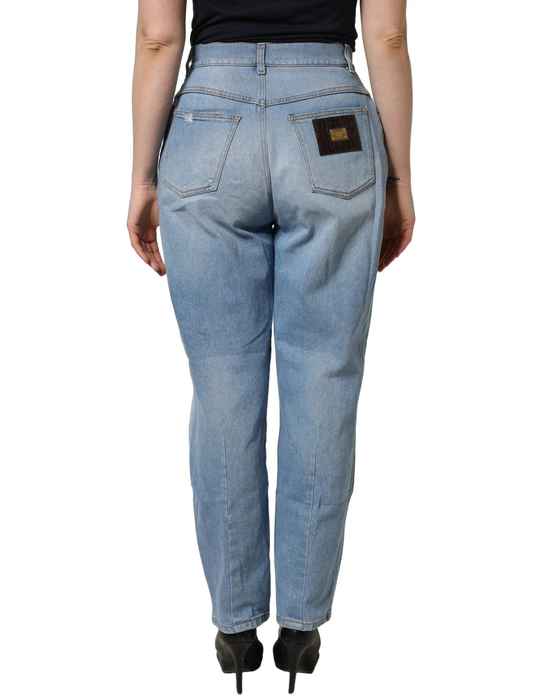 Dolce &amp; Gabbana Sample Sale | Dolce &amp; Gabbana Blue Distressed Pleated Cotton Denim Jeans - | Designer outlet