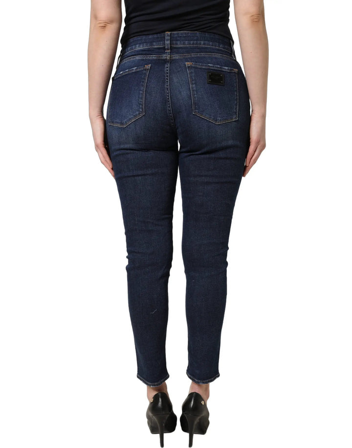 Dolce & Gabbana Sample Sale | Dolce & Gabbana Blue Distressed Skinny Cotton Denim Jeans - | Designer outlet