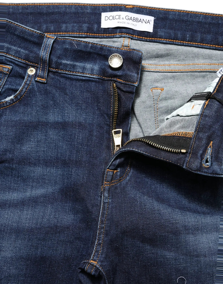 Dolce & Gabbana Sample Sale | Dolce & Gabbana Blue Distressed Skinny Cotton Denim Jeans - | Designer outlet