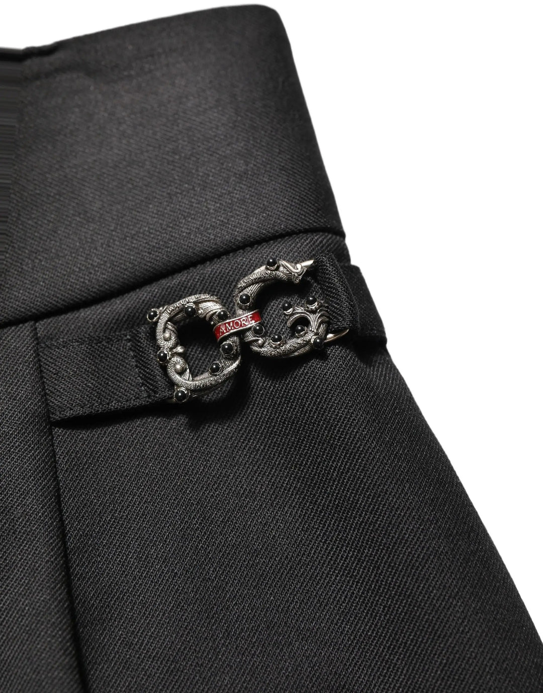 Dolce &amp; Gabbana Sample Sale | Dolce &amp; Gabbana Black Wool High Waisted Logo Trouser Pants - | Designer outlet