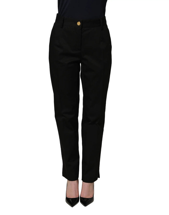 Dolce & Gabbana Sample Sale | Dolce & Gabbana Black Tapered Leg Dress Cotton Trousers Pants - | Designer outlet
