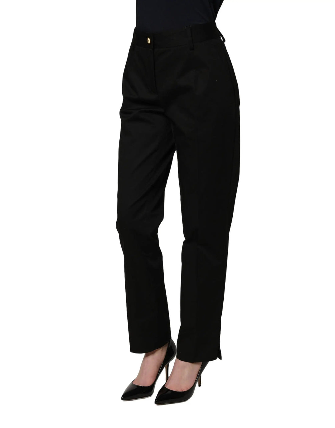 Dolce & Gabbana Sample Sale | Dolce & Gabbana Black Tapered Leg Dress Cotton Trousers Pants - | Designer outlet