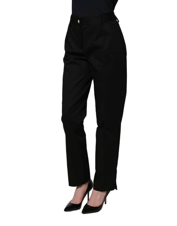Dolce & Gabbana Sample Sale | Dolce & Gabbana Black Tapered Leg Dress Cotton Trousers Pants - | Designer outlet