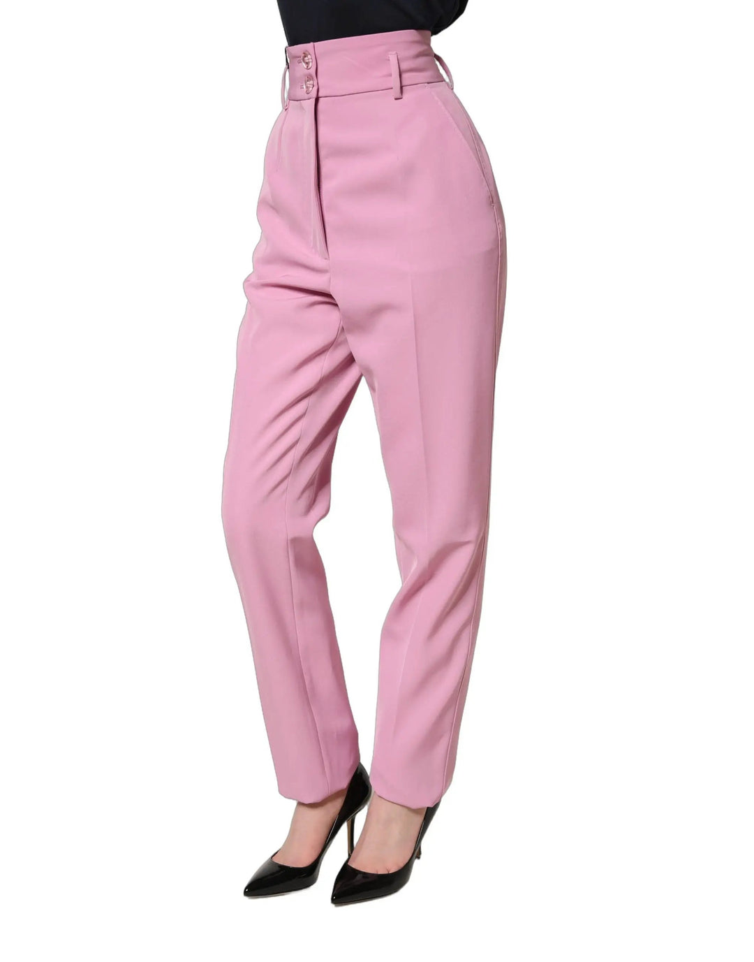 Dolce &amp; Gabbana Sample Sale | Dolce &amp; Gabbana Pink High Waisted Polyester Trouser Pants - | Designer outlet