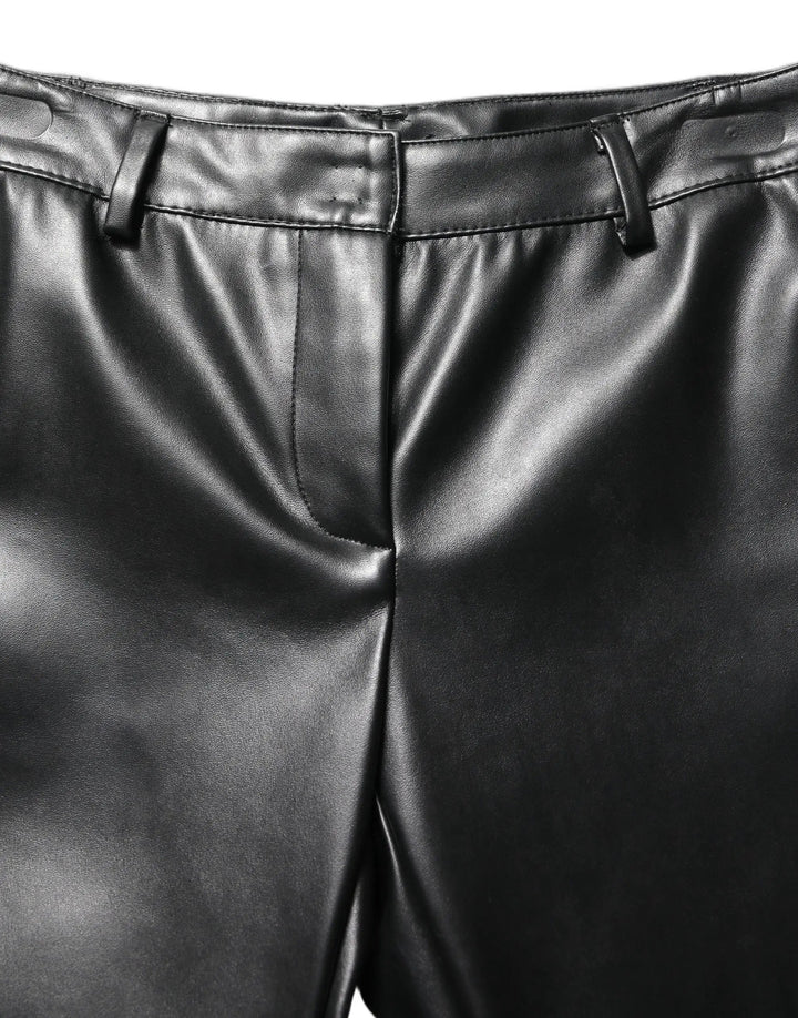 Dolce &amp; Gabbana Sample Sale | Dolce &amp; Gabbana Black PU Leather High Waisted Trouser Pants - | Designer outlet