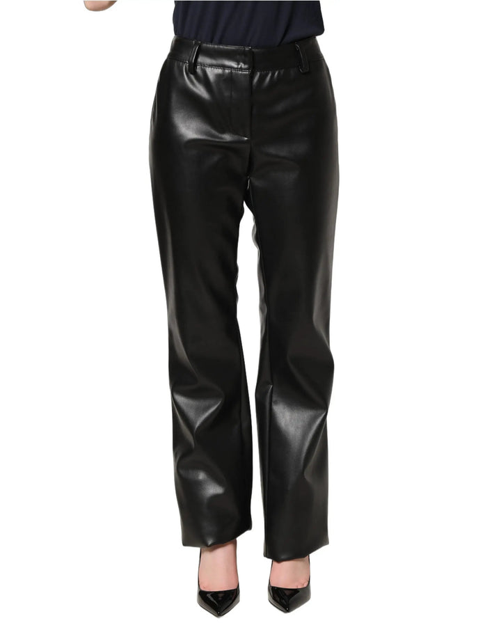 Dolce &amp; Gabbana Sample Sale | Dolce &amp; Gabbana Black PU Leather High Waisted Trouser Pants - | Designer outlet