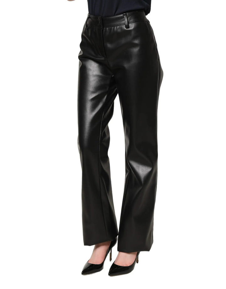 Dolce &amp; Gabbana Sample Sale | Dolce &amp; Gabbana Black PU Leather High Waisted Trouser Pants - | Designer outlet