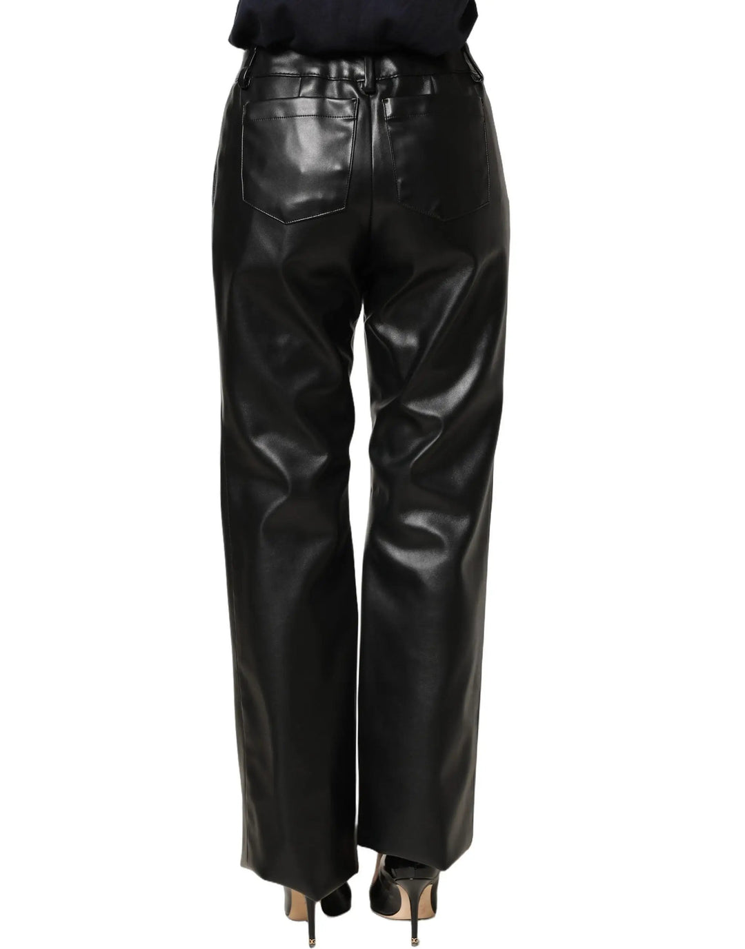 Dolce &amp; Gabbana Sample Sale | Dolce &amp; Gabbana Black PU Leather High Waisted Trouser Pants - | Designer outlet