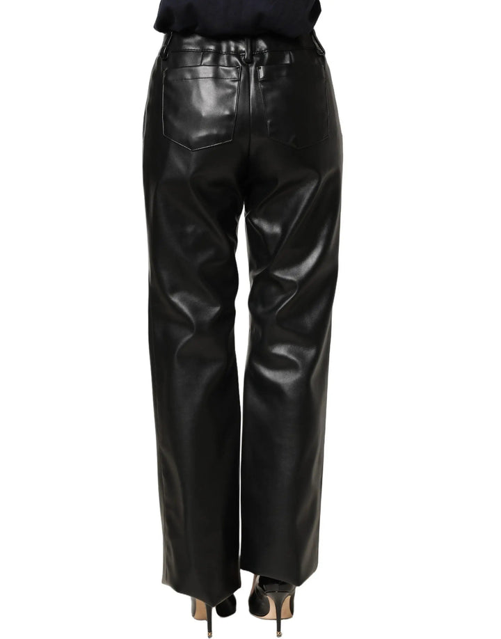 Dolce &amp; Gabbana Sample Sale | Dolce &amp; Gabbana Black PU Leather High Waisted Trouser Pants - | Designer outlet