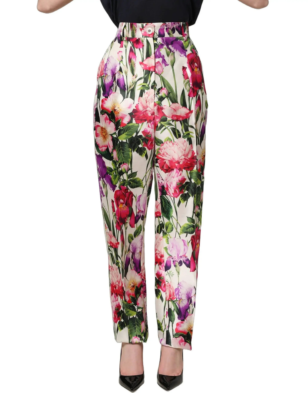 Dolce & Gabbana Sample Sale | Dolce & Gabbana Multicolor Floral Print Tapered Trouser Pants - | Designer outlet