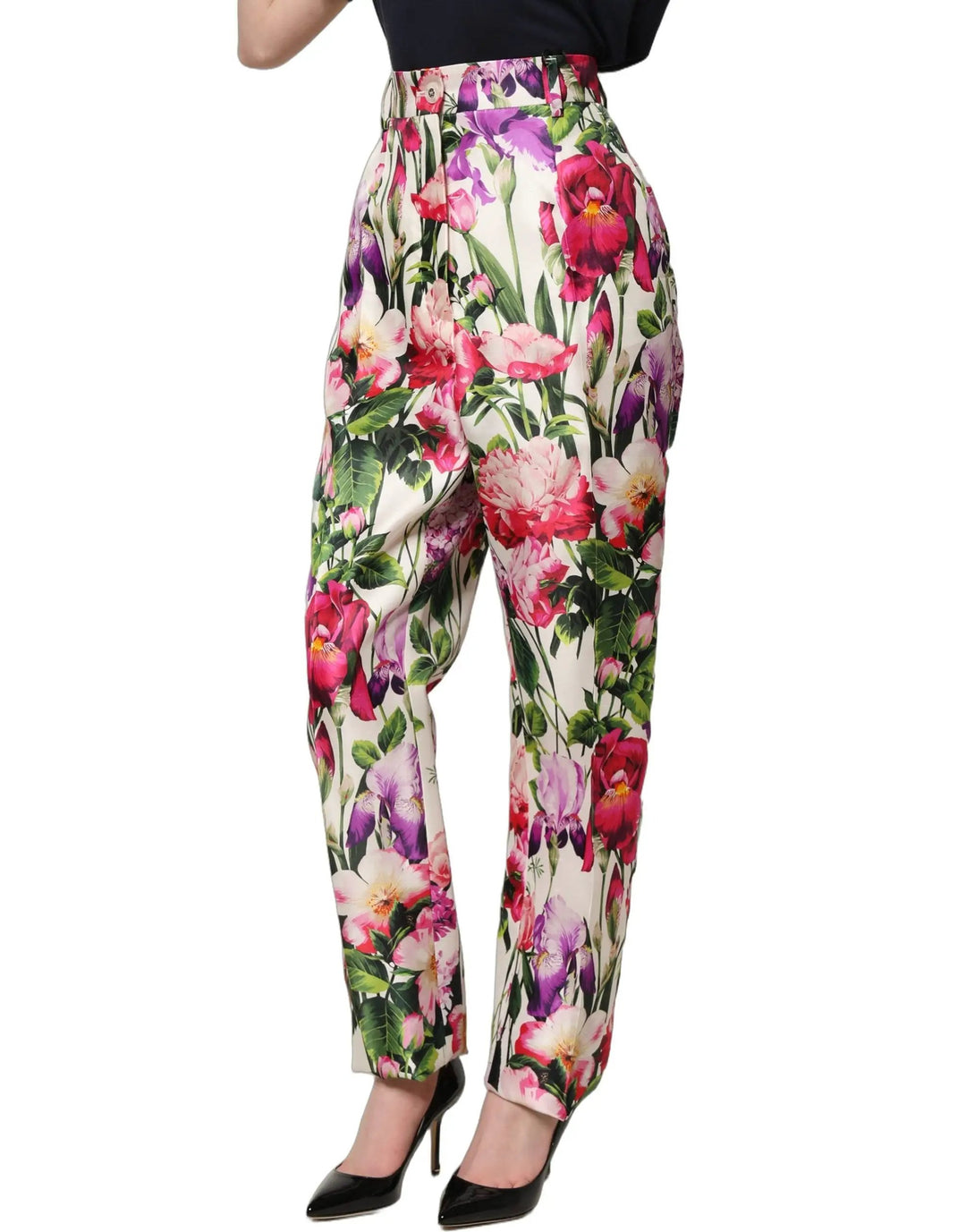 Dolce &amp; Gabbana Sample Sale | Dolce &amp; Gabbana Multicolor Floral Print Tapered Trouser Pants - | Designer outlet