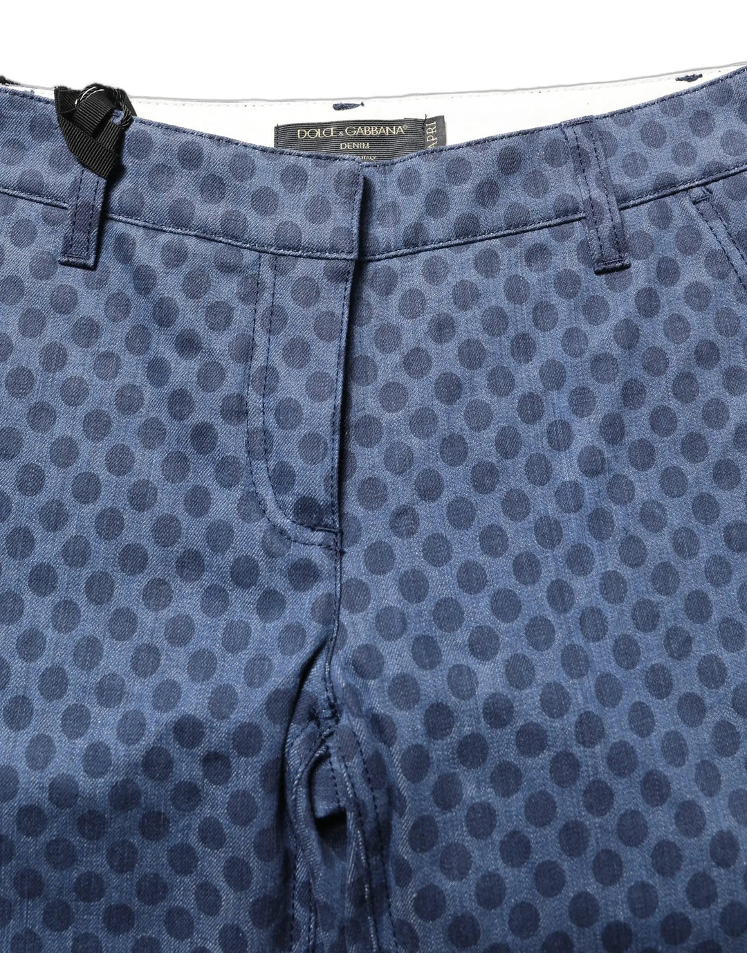 Dolce &amp; Gabbana Sample Sale | Dolce &amp; Gabbana Blue Polka Dotted Slim Fit Capri Denim Jeans - | Designer outlet