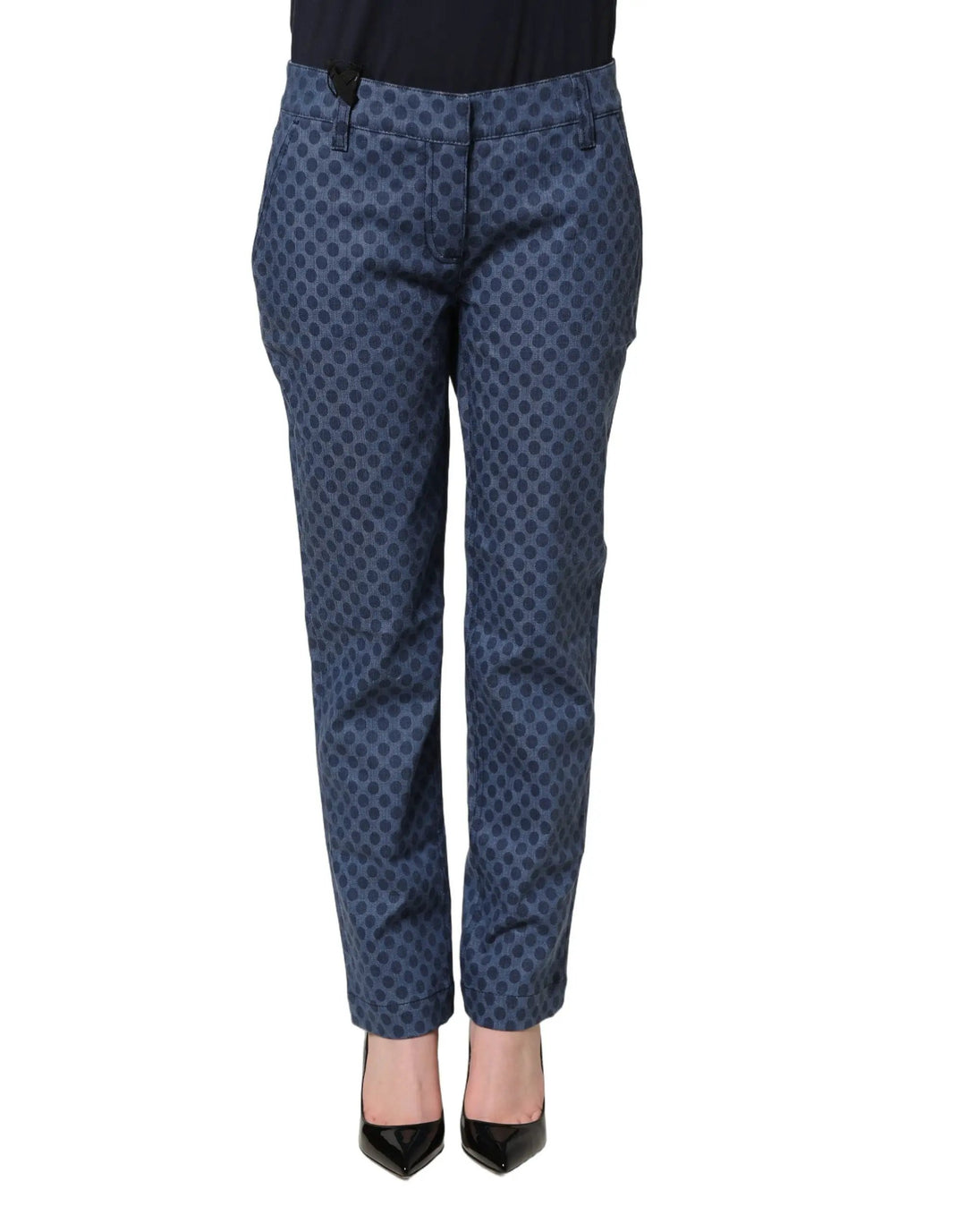 Dolce & Gabbana Sample Sale | Dolce & Gabbana Blue Polka Dotted Slim Fit Capri Denim Jeans - | Designer outlet