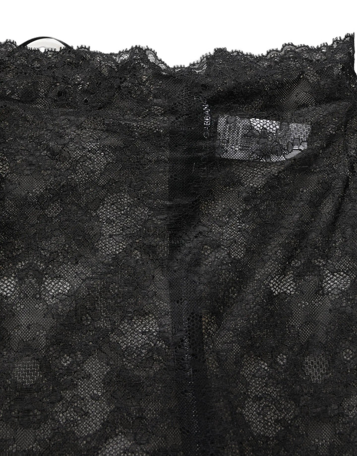 Dolce & Gabbana Sample Sale | Dolce & Gabbana Black Floral Lace High Waist KneeLength Skirt - | Designer outlet