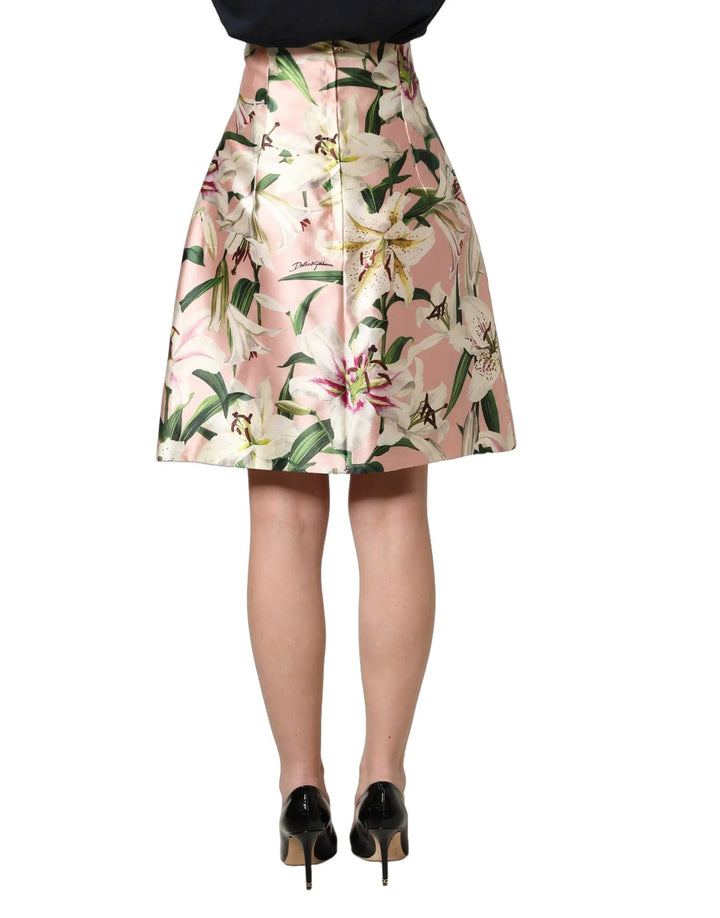 Dolce & Gabbana Sample Sale | Dolce & Gabbana Pink Lilium High Waist Knee Length Skirt - | Designer outlet