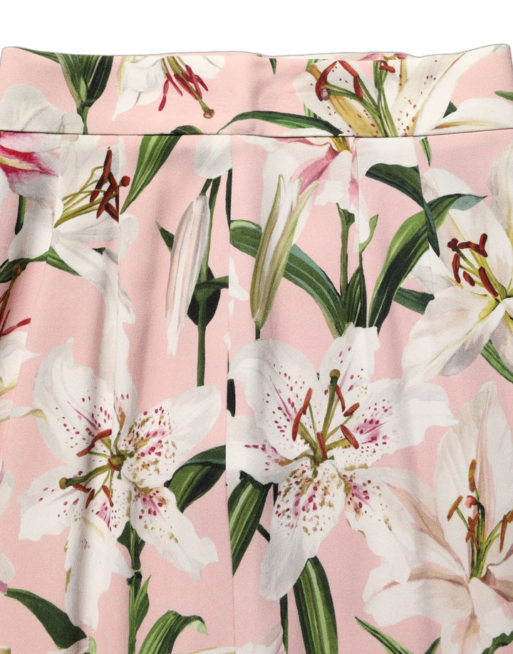 Dolce & Gabbana Sample Sale | Dolce & Gabbana Pink Lilium Print High Waist Pencil Skirt - | Designer outlet