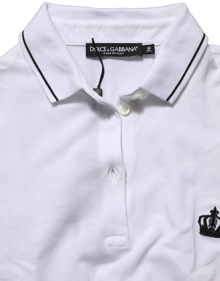 Dolce &amp; Gabbana Sample Sale | Dolce &amp; Gabbana White Crown Cotton Short Sleeves Polo Top - | Designer outlet