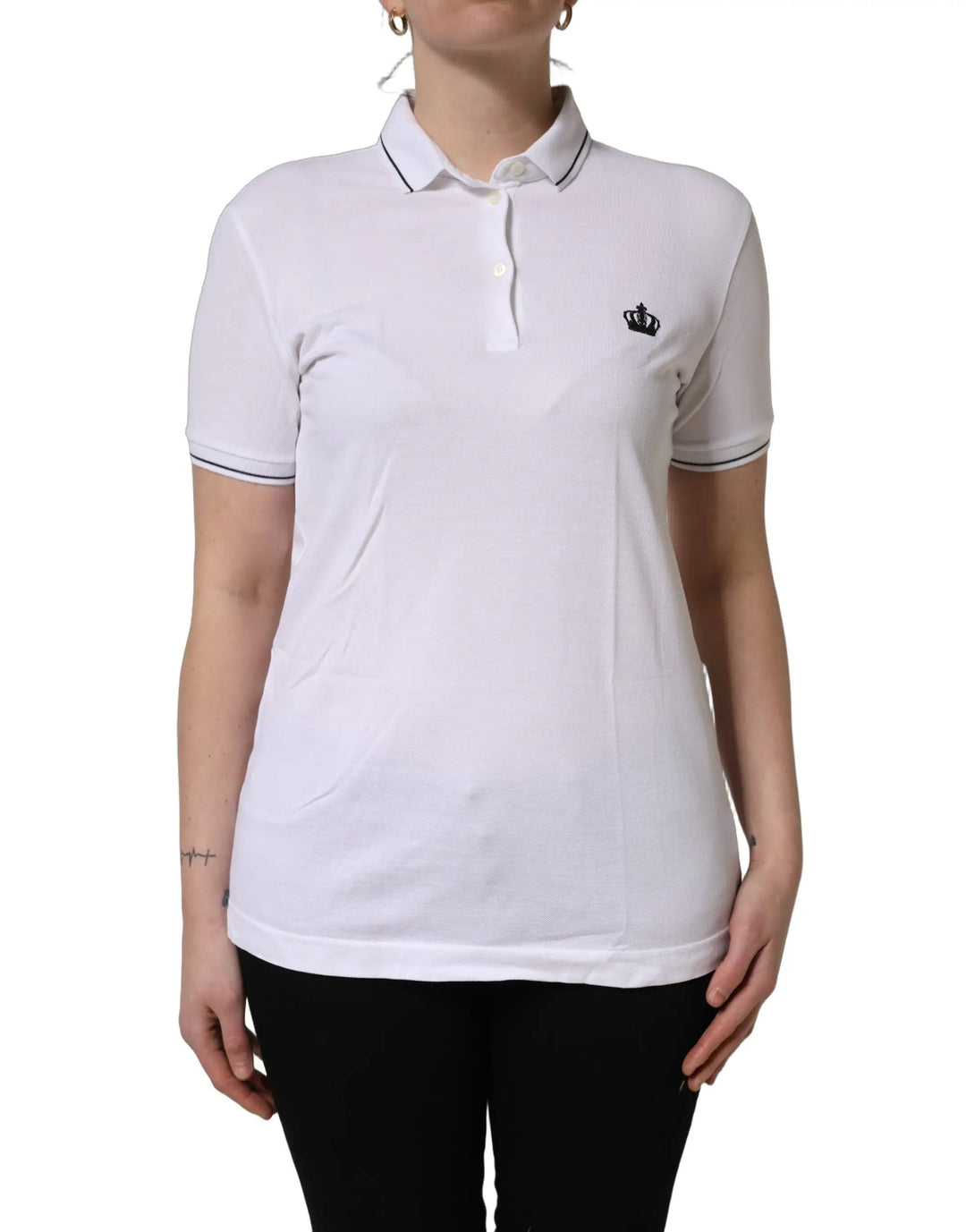 Dolce & Gabbana Sample Sale | Dolce & Gabbana White Crown Cotton Short Sleeves Polo Top - | Designer outlet