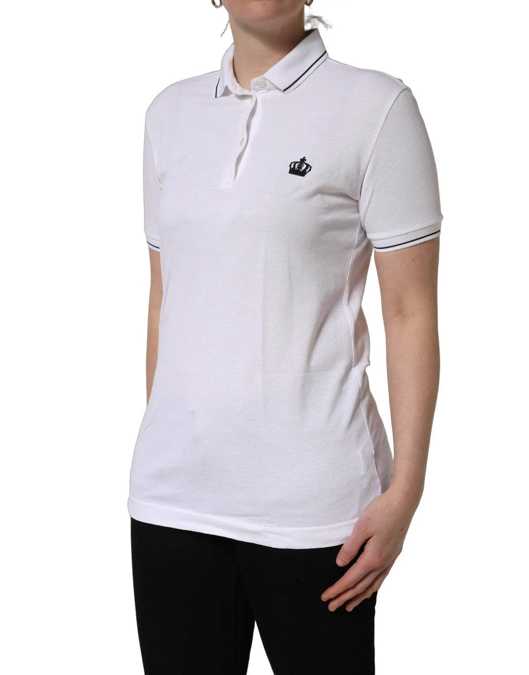 Dolce &amp; Gabbana Sample Sale | Dolce &amp; Gabbana White Crown Cotton Short Sleeves Polo Top - | Designer outlet