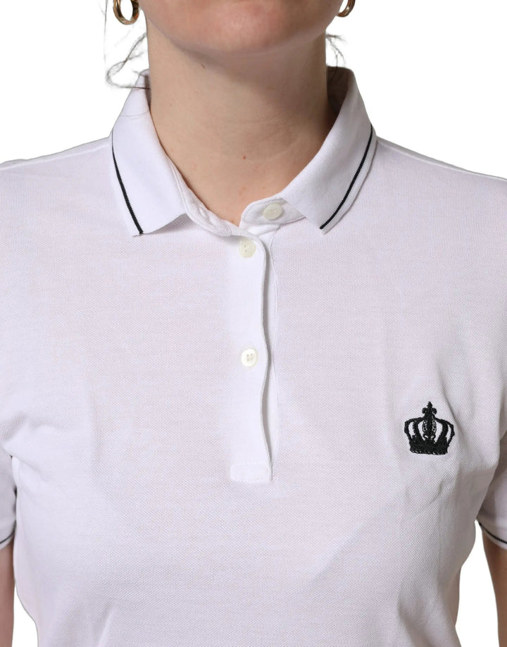 Dolce &amp; Gabbana Sample Sale | Dolce &amp; Gabbana White Crown Cotton Short Sleeves Polo Top - | Designer outlet