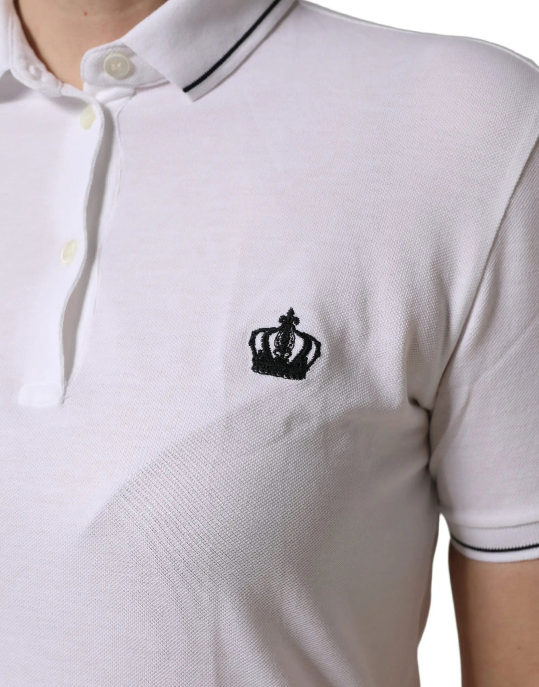 Dolce &amp; Gabbana Sample Sale | Dolce &amp; Gabbana White Crown Cotton Short Sleeves Polo Top - | Designer outlet