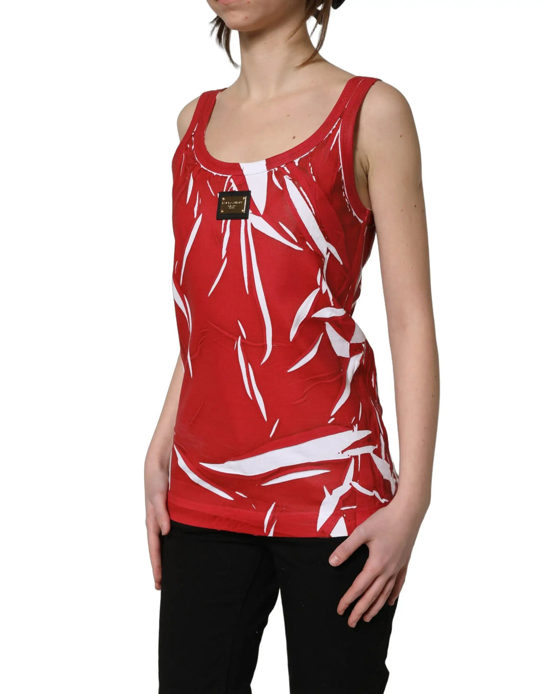 Dolce &amp; Gabbana Sample Sale | Dolce &amp; Gabbana Red White Abstract Cotton Sleeveless Tank Top - | Designer outlet