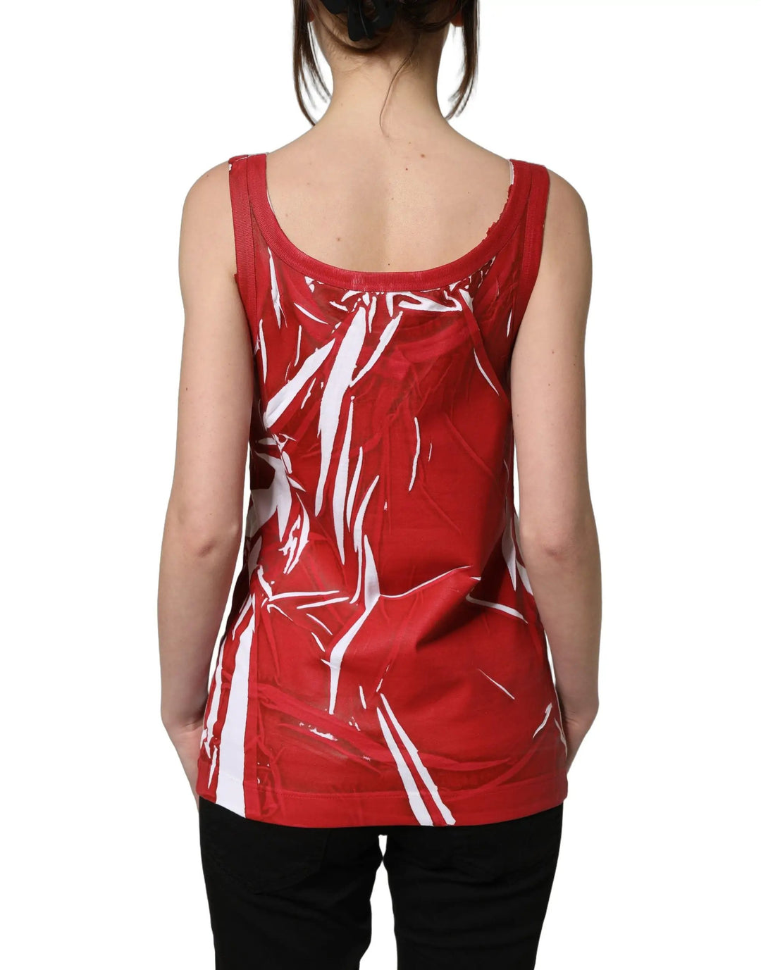 Dolce &amp; Gabbana Sample Sale | Dolce &amp; Gabbana Red White Abstract Cotton Sleeveless Tank Top - | Designer outlet