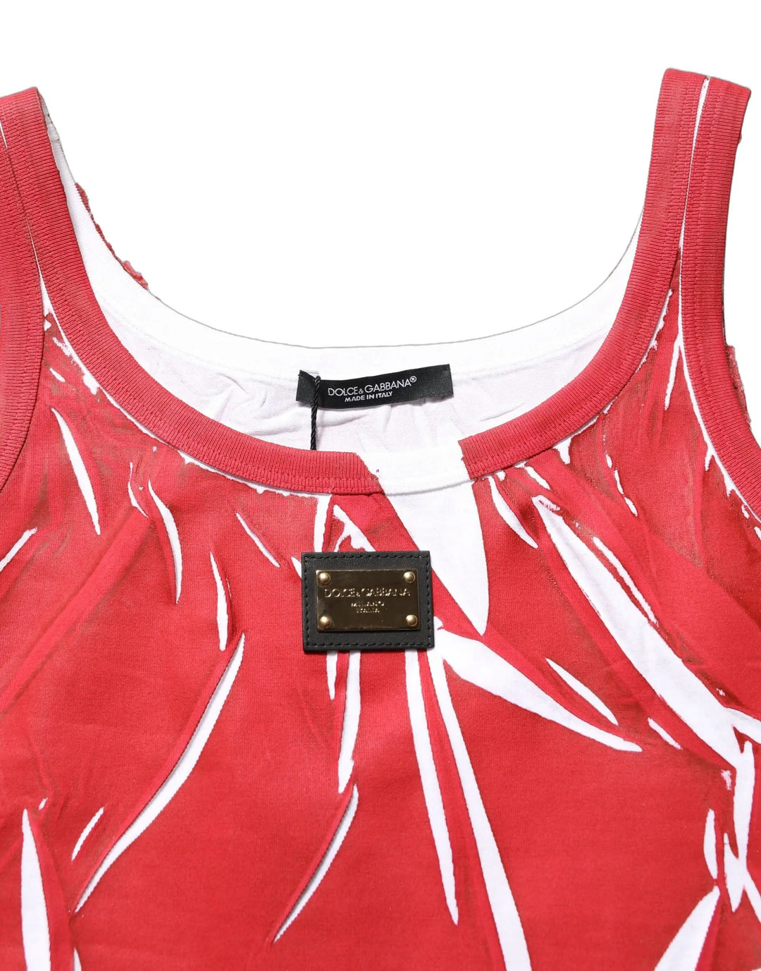 Dolce &amp; Gabbana Sample Sale | Dolce &amp; Gabbana Red White Abstract Cotton Sleeveless Tank Top - | Designer outlet