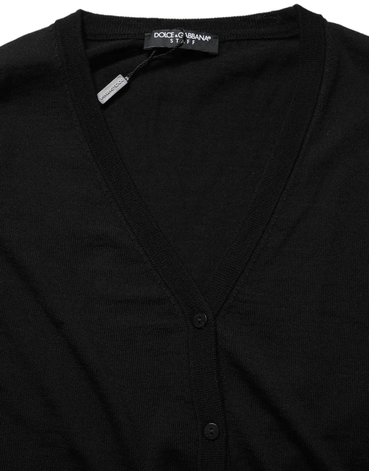 Dolce &amp; Gabbana Sample Sale | Dolce &amp; Gabbana Black Wool Knit Button Cardigan Sweater - | Designer outlet