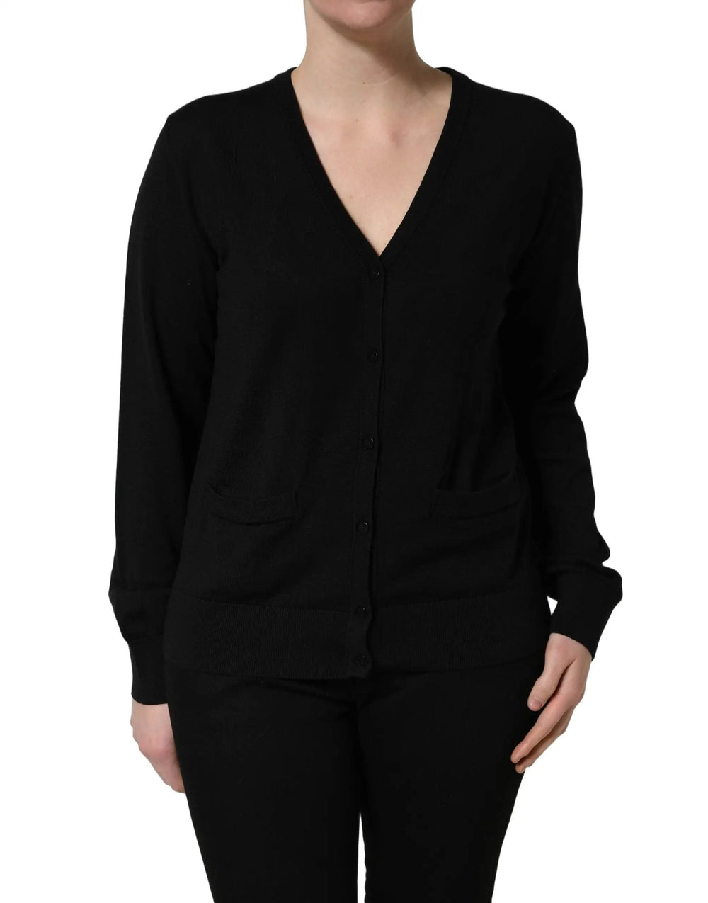 Dolce & Gabbana Sample Sale | Dolce & Gabbana Black Wool Knit Button Cardigan Sweater - | Designer outlet