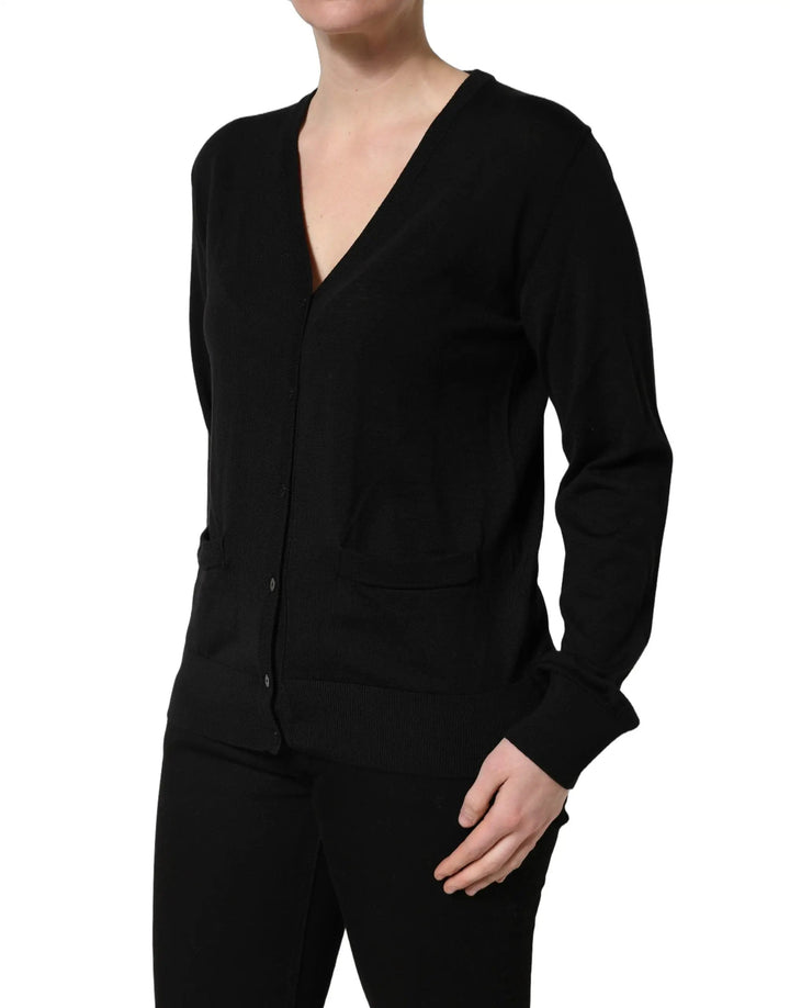Dolce &amp; Gabbana Sample Sale | Dolce &amp; Gabbana Black Wool Knit Button Cardigan Sweater - | Designer outlet