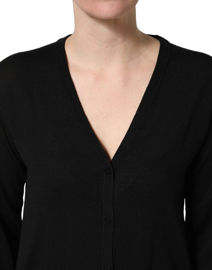 Dolce &amp; Gabbana Sample Sale | Dolce &amp; Gabbana Black Wool Knit Button Cardigan Sweater - | Designer outlet