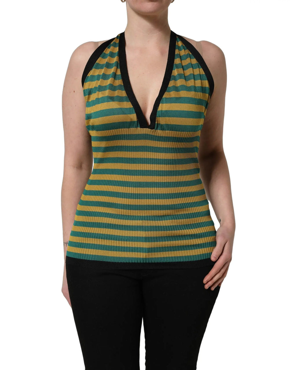 Dolce & Gabbana Sample Sale | Dolce & Gabbana Multicolor Stripes Wool Knit Halter Tank Top - | Designer outlet