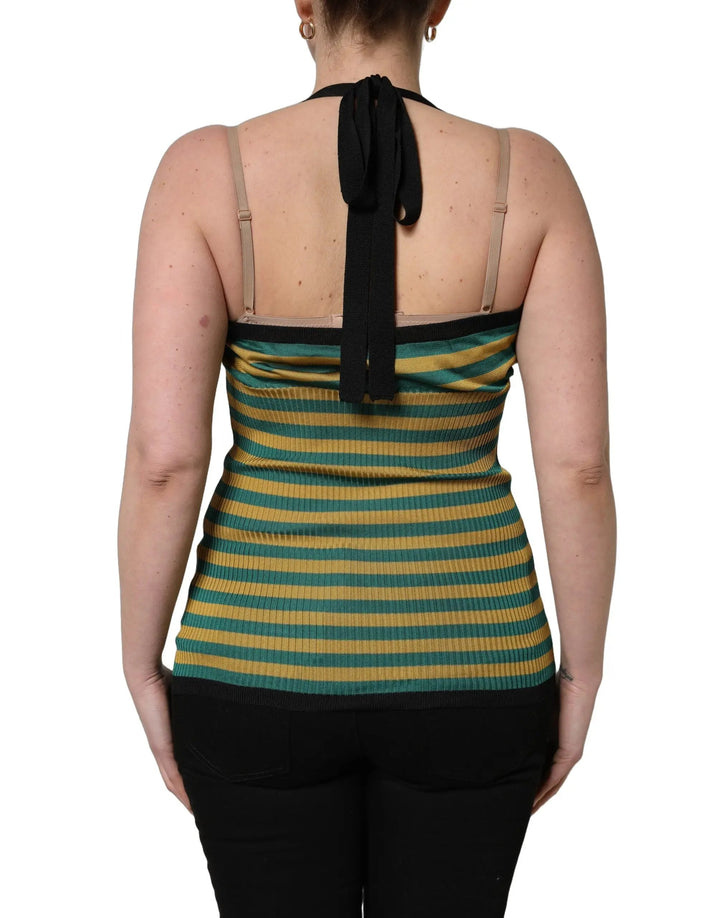 Dolce &amp; Gabbana Sample Sale | Dolce &amp; Gabbana Multicolor Stripes Wool Knit Halter Tank Top - | Designer outlet