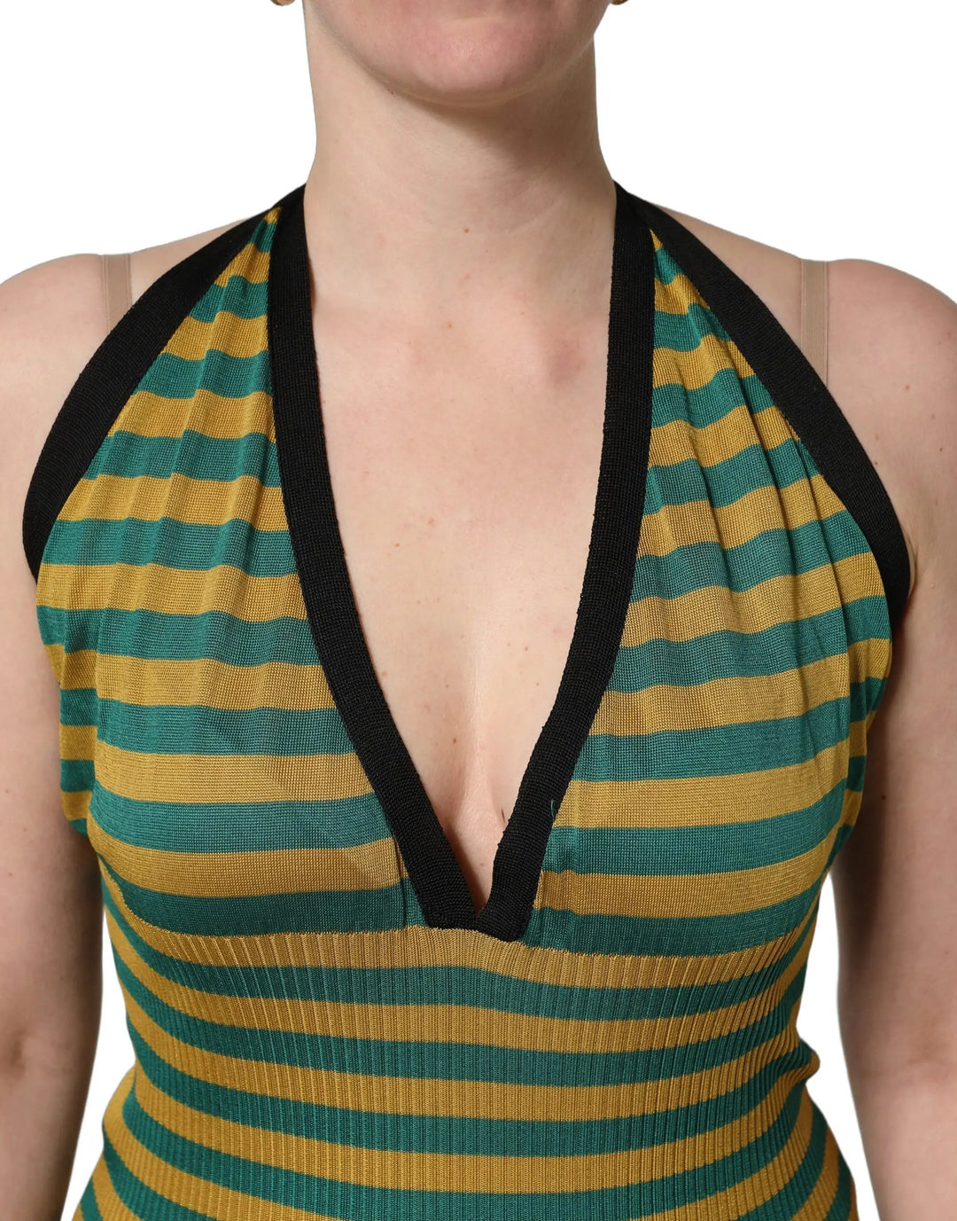 Dolce &amp; Gabbana Sample Sale | Dolce &amp; Gabbana Multicolor Stripes Wool Knit Halter Tank Top - | Designer outlet