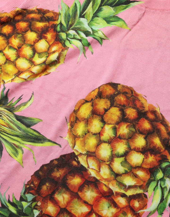 Dolce &amp; Gabbana Sample Sale | Dolce &amp; Gabbana Pink Pineapple Roundneck Sleeveless Tank Top - | Designer outlet