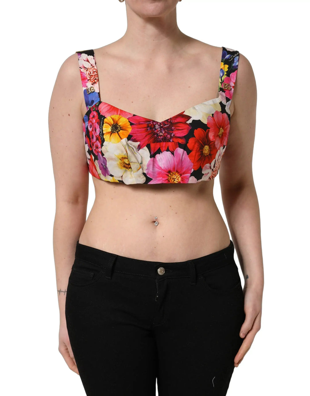 Dolce & Gabbana Sample Sale | Dolce & Gabbana Multicolor Floral Cropped Bustier Tank Top - | Designer outlet