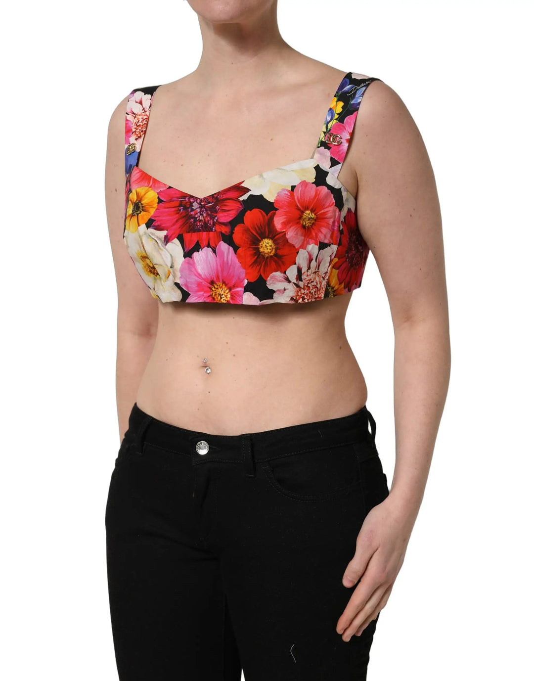 Dolce &amp; Gabbana Sample Sale | Dolce &amp; Gabbana Multicolor Floral Cropped Bustier Tank Top - | Designer outlet