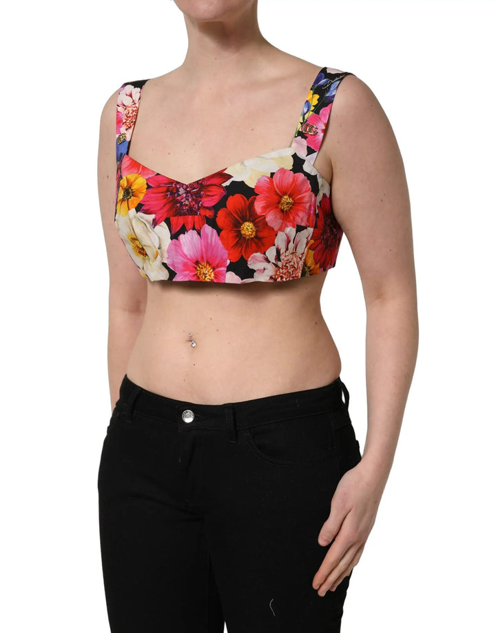 Dolce &amp; Gabbana Sample Sale | Dolce &amp; Gabbana Multicolor Floral Cropped Bustier Tank Top - | Designer outlet