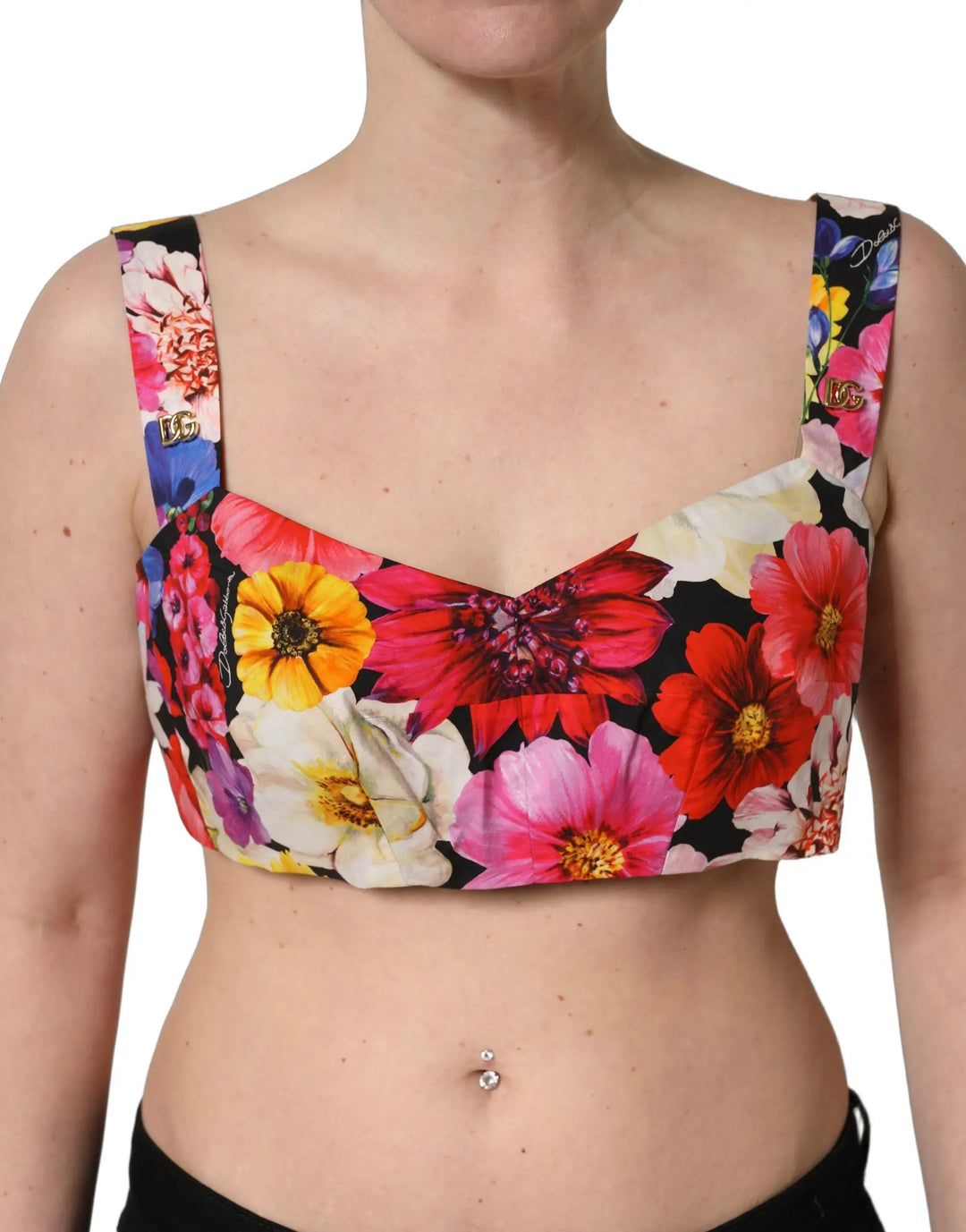 Dolce &amp; Gabbana Sample Sale | Dolce &amp; Gabbana Multicolor Floral Cropped Bustier Tank Top - | Designer outlet