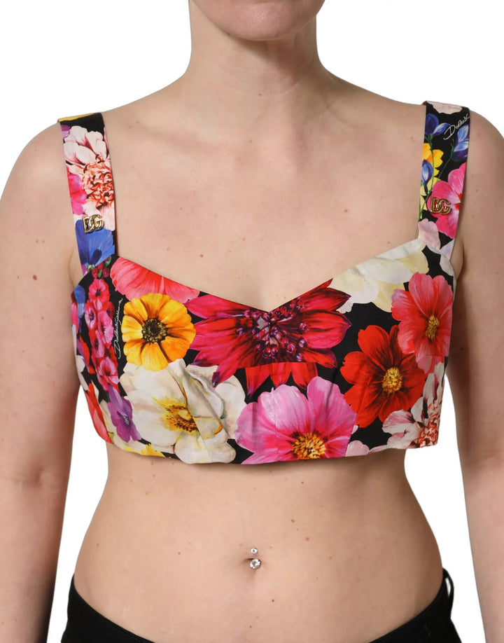 Dolce &amp; Gabbana Sample Sale | Dolce &amp; Gabbana Multicolor Floral Cropped Bustier Tank Top - | Designer outlet
