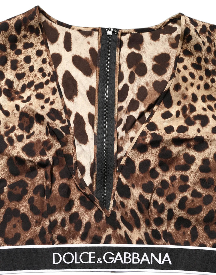 Dolce &amp; Gabbana Sample Sale | Dolce &amp; Gabbana Brown Leopard Print Cropped Silk Tank Top - | Designer outlet