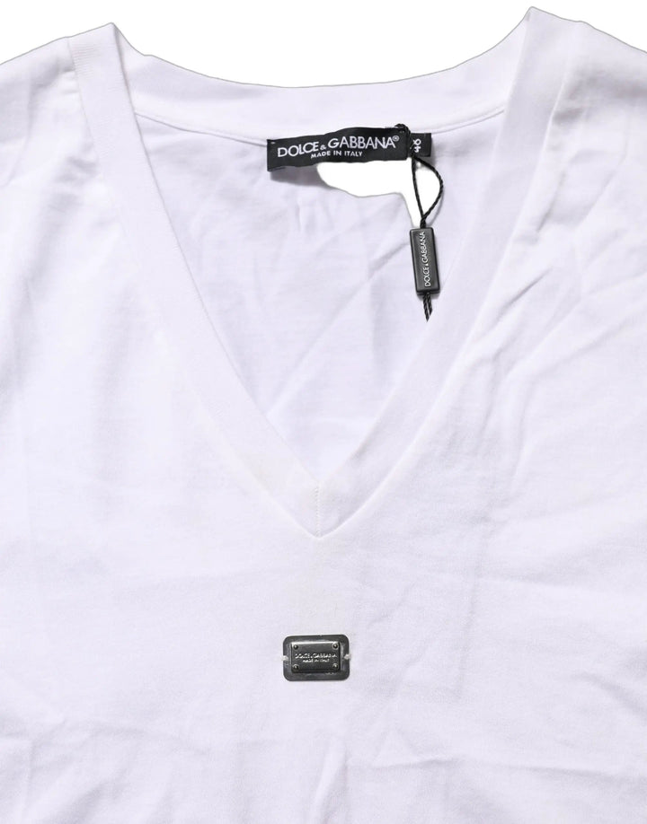Dolce & Gabbana Sample Sale | Dolce & Gabbana White Logo Embroidered TieWaist Cropped Top - | Designer outlet