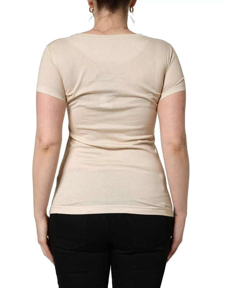 Dolce &amp; Gabbana Sample Sale | Dolce &amp; Gabbana Beige Jungle Print Cotton Round Neck T-Shirt - | Designer outlet