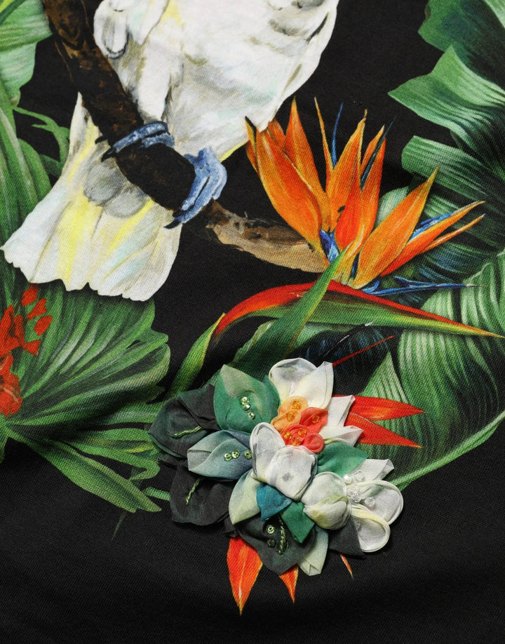 Dolce & Gabbana Sample Sale | Dolce & Gabbana Black Tropical Print Cotton Round Neck T-Shirt - | Designer outlet
