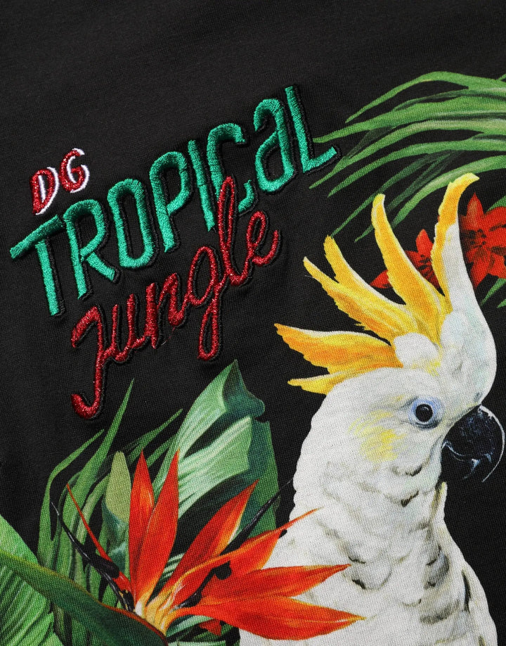 Dolce & Gabbana Sample Sale | Dolce & Gabbana Black Tropical Print Cotton Round Neck T-Shirt - | Designer outlet