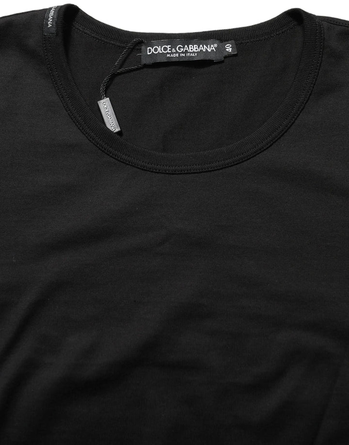 Dolce &amp; Gabbana Sample Sale | Dolce &amp; Gabbana Black Cotton Round Neck Short Sleeves T-Shirt - | Designer outlet