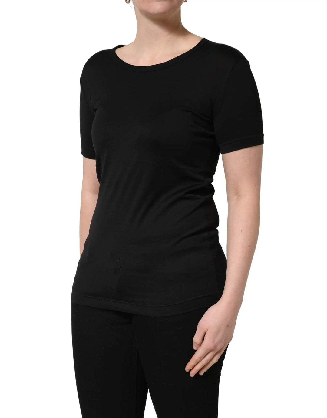 Dolce &amp; Gabbana Sample Sale | Dolce &amp; Gabbana Black Cotton Round Neck Short Sleeves T-Shirt - | Designer outlet