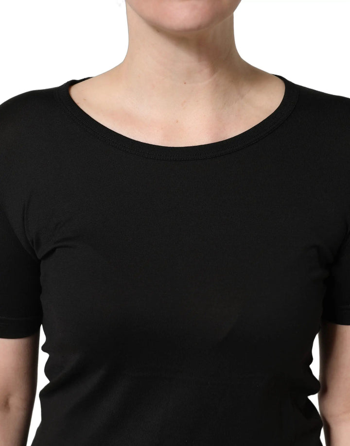 Dolce &amp; Gabbana Sample Sale | Dolce &amp; Gabbana Black Cotton Round Neck Short Sleeves T-Shirt - | Designer outlet